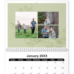 8.5x11, 12 Month Photo Calendar with Garden Birds design