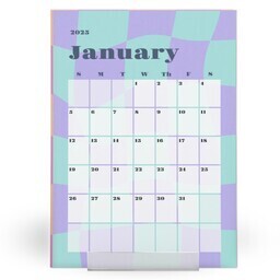 5"x7" Desktop Card Calendar Refill with Cheerful Checkers design