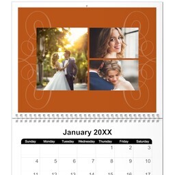 8.5x11, 12 Month Photo Calendar with Swirl design