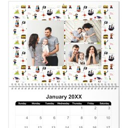 8.5x11, 12 Month Photo Calendar with Treasure Map design