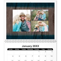8.5x11, 12 Month Photo Calendar with Wood design
