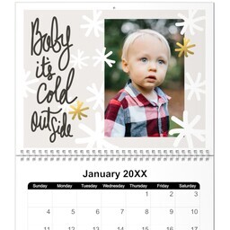 8.5x11, 12 Month Photo Calendar with Year Of Holidays design