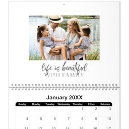 8.5x11, 12 Month Photo Calendar with Life is Beautiful design