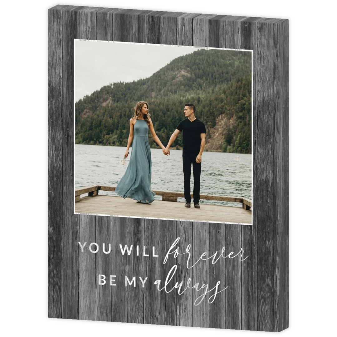 Same Day Desk Canvas Print with rustic wood texture.