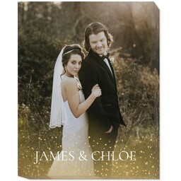 11x14 Photo Canvas with Gold Glitter Wedding design