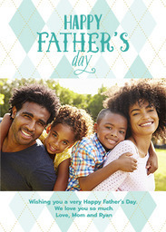 5x7 Greeting Card, Glossy, Blank Envelope with Argyle Dad design