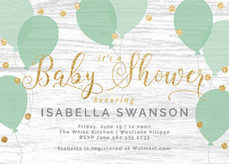 5x7 Greeting Card, Glossy, Blank Envelope with Balloons For Baby design