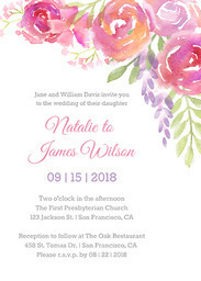 5x7 Greeting Card, Glossy, Blank Envelope with Blossoming Invitation design