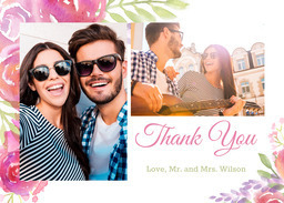 5x7 Greeting Card, Glossy, Blank Envelope with Blossoming Thank You design