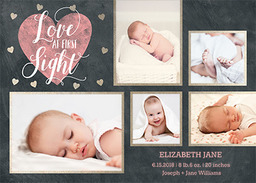 5x7 Greeting Card, Glossy, Blank Envelope with Love at First Sight - Pink design