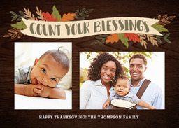 5x7 Greeting Card, Glossy, Blank Envelope with Rustic Leaves design