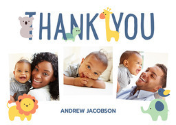 5x7 Greeting Card, Glossy, Blank Envelope with Wild Thanks design