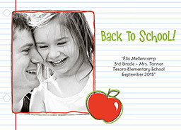 5x7 Greeting Card, Glossy, Blank Envelope with An Apple A Day design