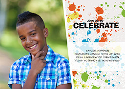 5x7 Greeting Card, Glossy, Blank Envelope with Bold Splatters design