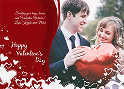 5x7 Greeting Card, Matte, Blank Envelope with Cascading Hearts design