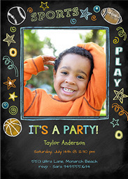 5x7 Greeting Card, Glossy, Blank Envelope with Chalkboard Doodles - Boy design