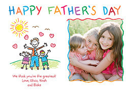 5x7 Greeting Card, Glossy, Blank Envelope with Childlike Drawing - Dad design