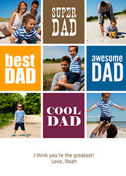 5x7 Greeting Card, Glossy, Blank Envelope with Dad Blocks design