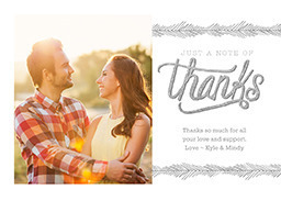 5x7 Greeting Card, Glossy, Blank Envelope with Dazzling Thank design