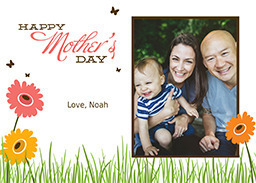 5x7 Cardstock, Blank Envelope with Gerbera Garden design