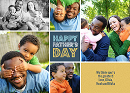 5x7 Greeting Card, Glossy, Blank Envelope with Marquee Dad design