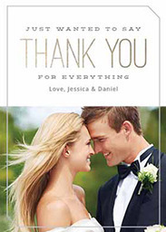 5x7 Greeting Card, Glossy, Blank Envelope with Metallic Chic Thanks design