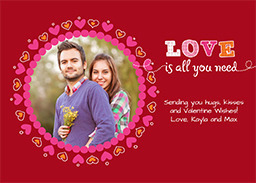 5x7 Greeting Card, Matte, Blank Envelope with Quilted Love design