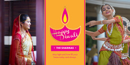 4x8 Greeting Card, Glossy, Blank Envelope with Bright Diwali Wishes design