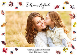 5x7 Greeting Card, Glossy, Blank Envelope with Falling Leaves design