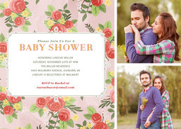 5x7 Greeting Card, Glossy, Blank Envelope with Floral Chic Baby Shower design