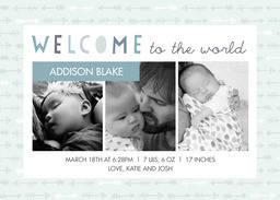 5x7 Greeting Card, Glossy, Blank Envelope with Love Struck Boy Announcement design