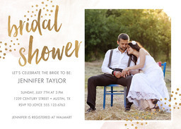 5x7 Greeting Card, Glossy, Blank Envelope with Old Fashioned Girl Bridal Shower design