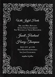 5x7 Greeting Card, Glossy, Blank Envelope with Art Deco Damask Invite design