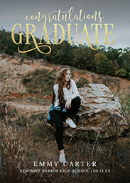 5x7 Foil Stamped Stationery Card, Blank Envelope with Mixed Year design