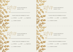 5x7 Foil Stamped Stationery Card, Blank Envelope with Nature's Gold RSVP Foil design