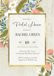 5x7 Foil Stamped Stationery Card, Blank Envelope with Peonies in Love Foil Bridal Shower design