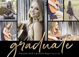 5x7 Foil Stamped Stationery Card, Blank Envelope with Modern Graduation Script in Foil design