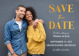 5x7 Foil Stamped Stationery Card, Blank Envelope with Bold Save The Date design