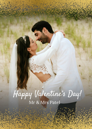 5x7 Foil Stamped Stationery Card, Blank Envelope with Glitter Border Valentine's Day design