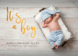 5x7 Foil Stamped Stationery Card, Blank Envelope with It's A Boy design