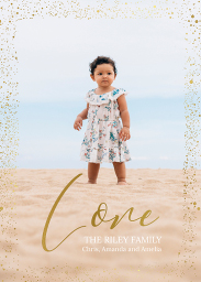 5x7 Foil Stamped Stationery Card, Blank Envelope with Love Drops Border design