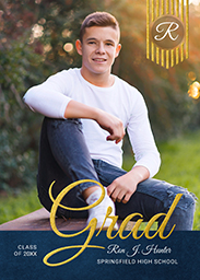 5x7 Foil Stamped Stationery Card, Blank Envelope with Monogram Badge design