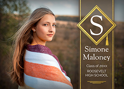 5x7 Foil Stamped Stationery Card, Blank Envelope with Monogram Cap design