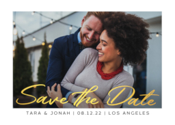 5x7 Foil Stamped Stationery Card, Blank Envelope with Save The Date Border design