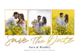 5x7 Foil Stamped Stationery Card, Blank Envelope with Scripted Save The Date design