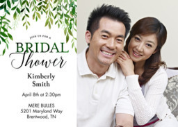 5x7 Greeting Card, Glossy, Blank Envelope with Greenery Bridal Shower Invitation design