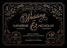 5x7 Greeting Card, Glossy, Blank Envelope with Jardin Scroll Invitation design