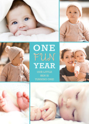 5x7 Greeting Card, Glossy, Blank Envelope with One Fun Year design