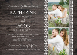 5x7 Greeting Card, Glossy, Blank Envelope with Rustic Lace Invitation design