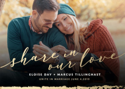 5x7 Greeting Card, Glossy, Blank Envelope with Share in Our Love Invitation design